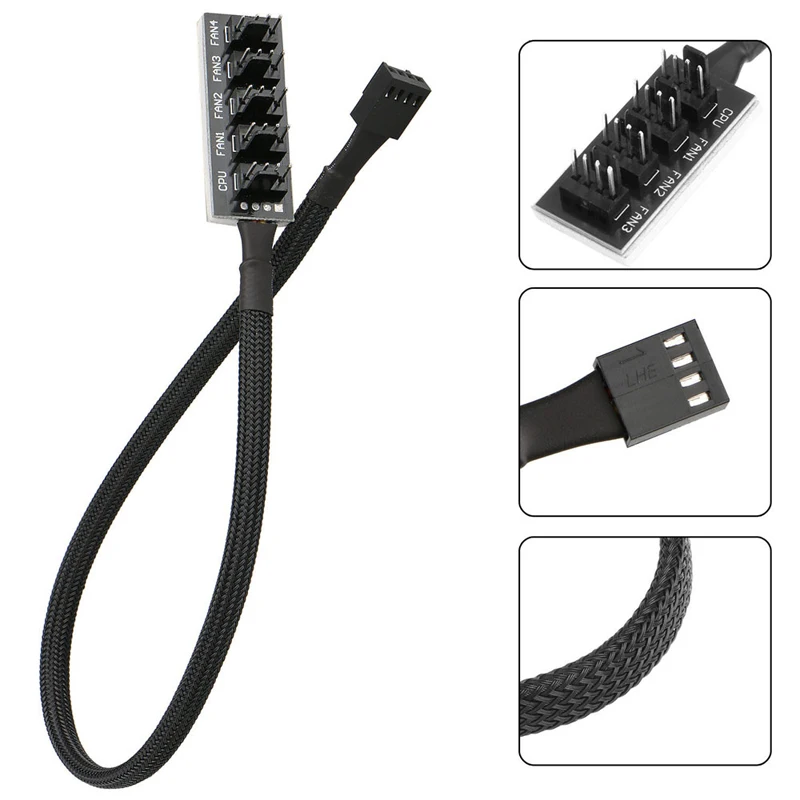 

Fan PWM Hub Splitter Adapter For fan PWM 4pin 3pin 1-5 Interface