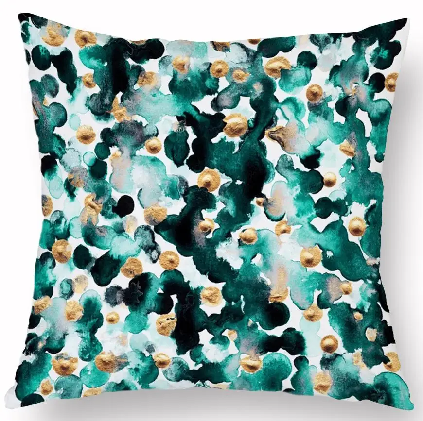 Scandinavian Style Creative Geometric Pattern Cushion Personality Marble Printed Pillow Watercolor Landscape Painting For Home - Color: A3