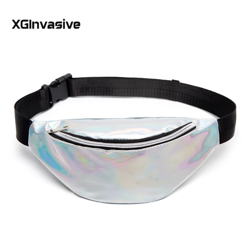 

Laser waist pack Silver Pink Fanny Pack Female Belt Bag Women bags Messenger Bag Solid color bum bag Chest Phone Pouch girls bag