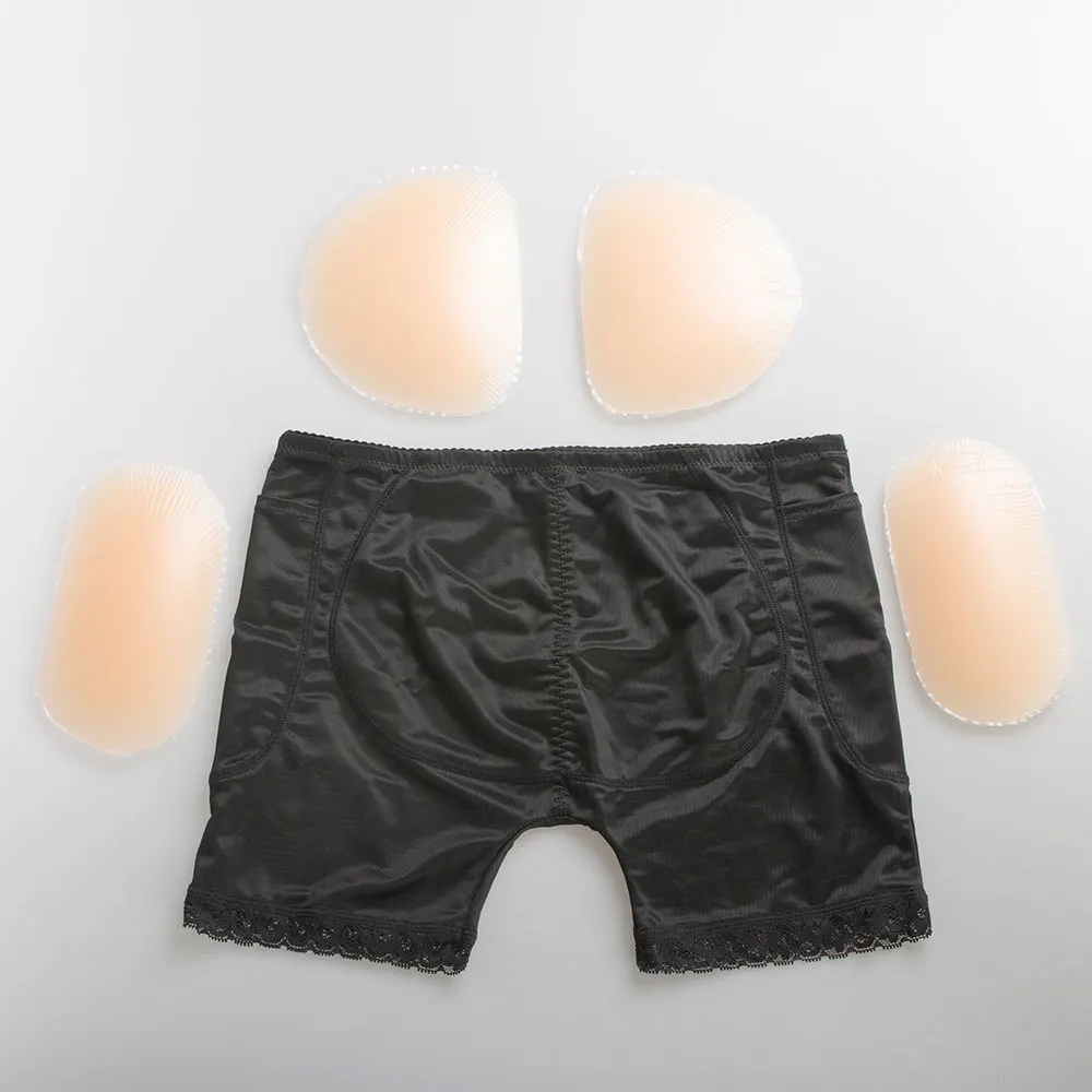 Черный Silicone Padded Panties Butt Lifter Hip Push Up Fake Buttocks Drag Queen Transgender Crossdresser Shemale Extra Adding Bum - Цвет: Черный