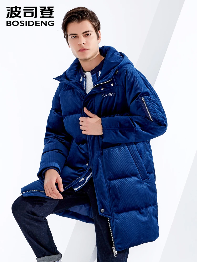 

BOSIDENG men's down jacket mid-long hooded down jacket thick parka waterproof windproof coated high qualityB80142575DS