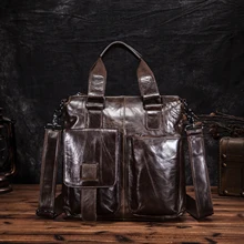 Мужской портфель из кожи с масляным воском в античном ретро стиле, Бизнес Портфель, 12 дюймов, чехол для ноутбука, портфель, сумка-тоут, сумка-мессенджер, B259-dc