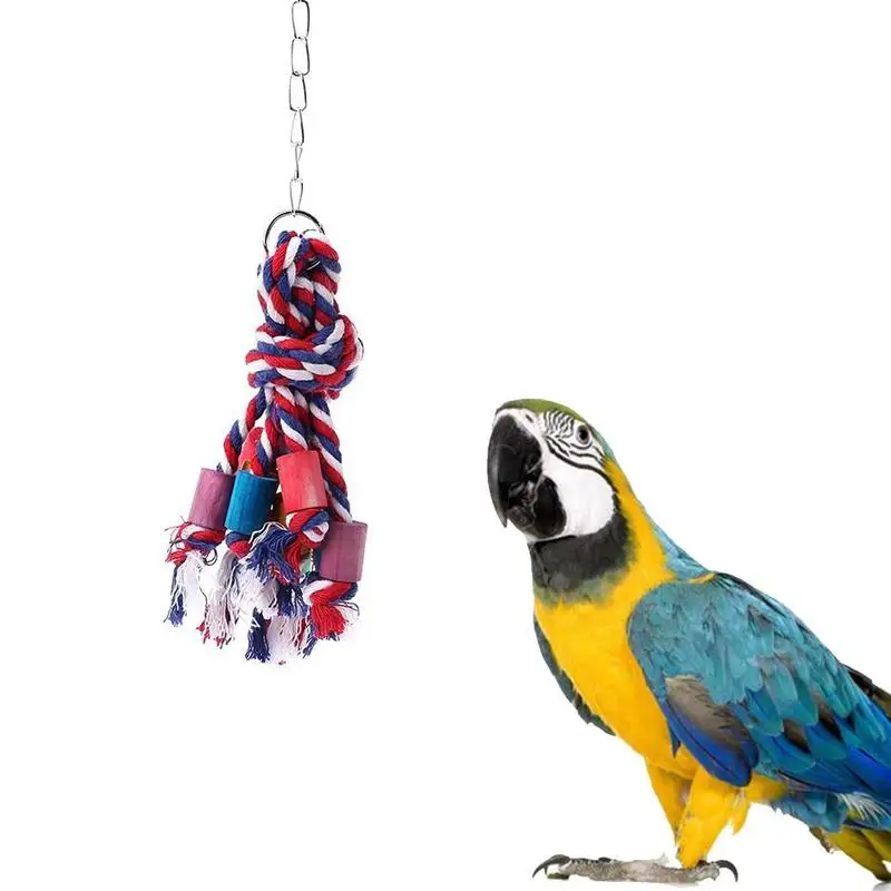 Красочная мягкая веревка для попугая, жевательная игрушка для птиц, прочная клетка для попугая, игрушки, клетки для жевания, подставка для домашних животных, аксессуары для обучения