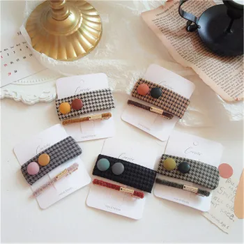 

2Pcs/Set Korean Style Cloth Hair Clips Cute Flower Printed Water Drop Rectangle BB Clip Hairpins Women Girls Snap Barrette