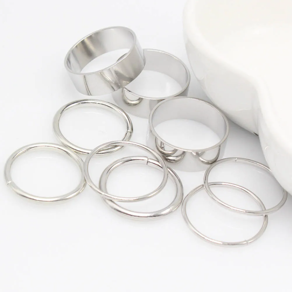 

1 Set / 9 pcs Simple CLassic Smooth Wide Thin Ring Set Gold Silver Tone Fashion Ring Jewelry