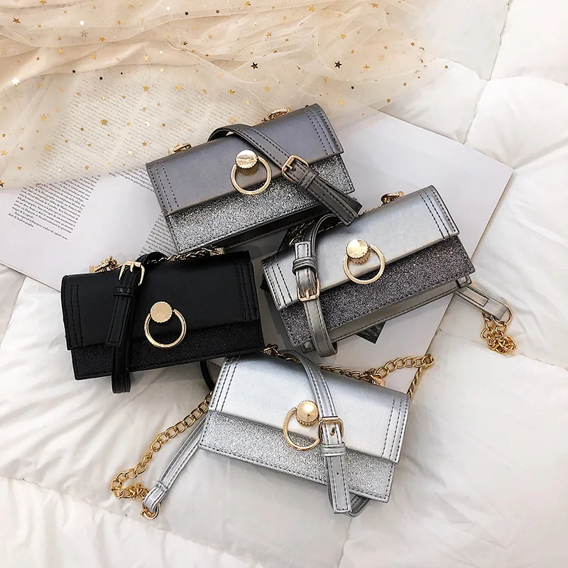 

Mini Bags2019 Korean-style Fashion Elegant Evening Bag Sequin Chain Bag Rectangular Stereotypes Shoulder Bag