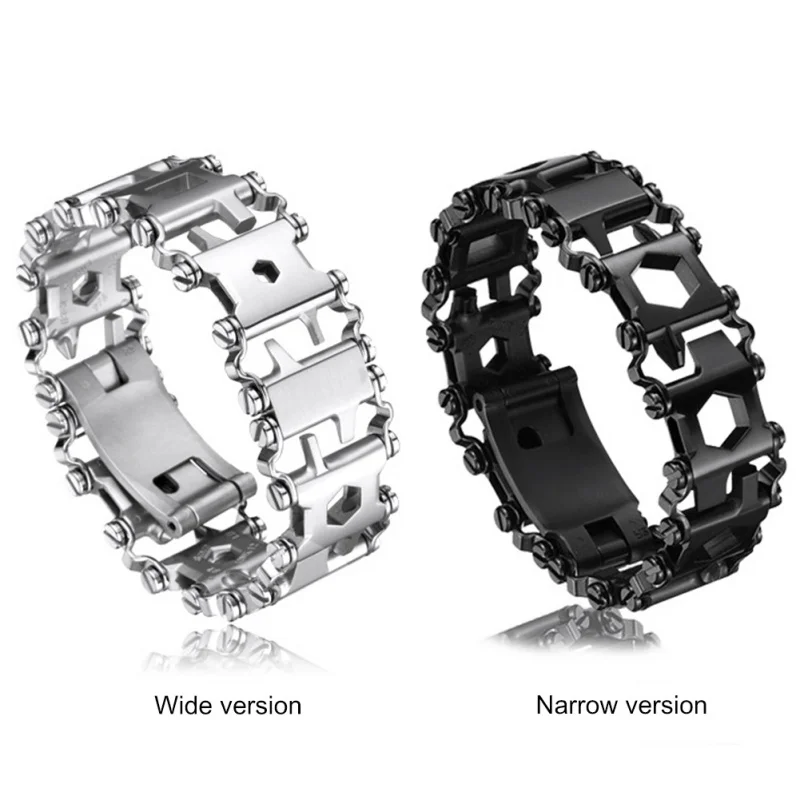 

Multifunction Tool Bracelet Tread Bracelet Stainless Steel Bolt Driver Tools Kit Friendly Wearable Bike Multitool Outdoor Tool x