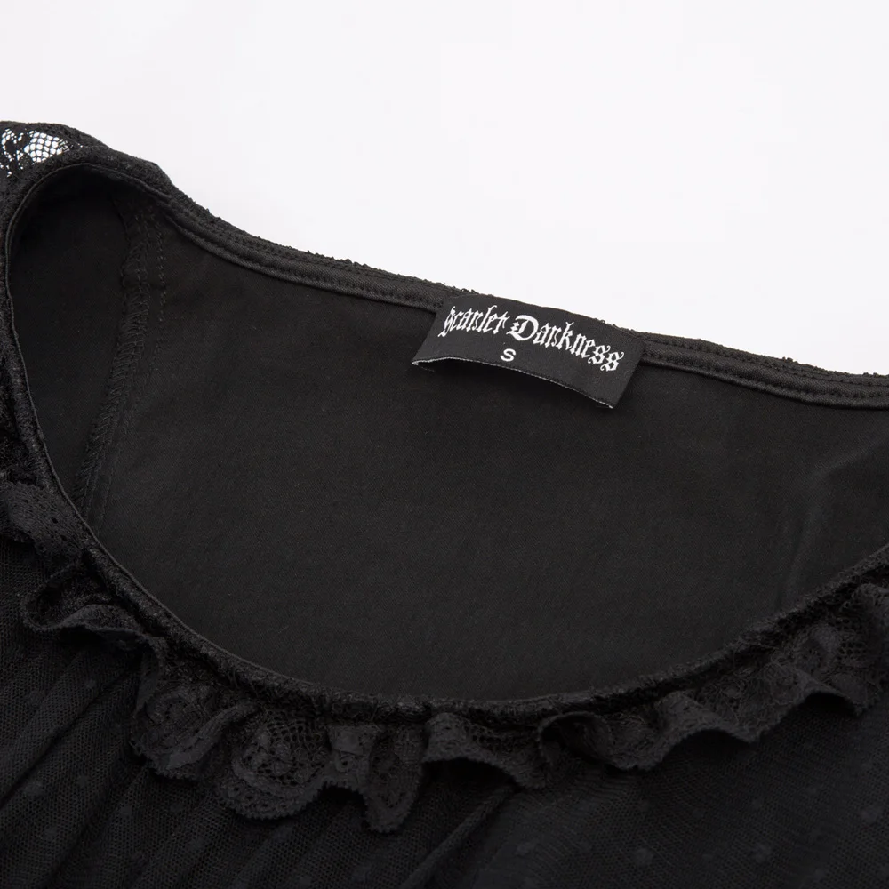 Клубные вечерние женские рубашки летние женские кружевные топы с аппликациями Готическая рубашка в стиле стимпанк винтажные Короткие прозрачные рукава с вырезом лодочкой блузка Ретро