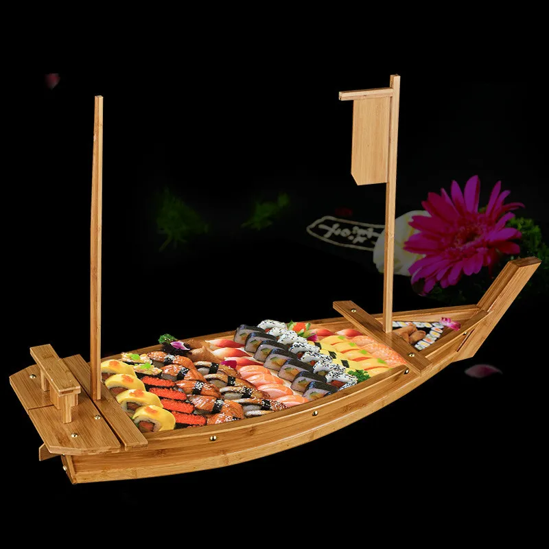 New luxury sashimi boat dry ice platter sushi tableware Japanese cuisine wooden bamboo tool | Дом и сад
