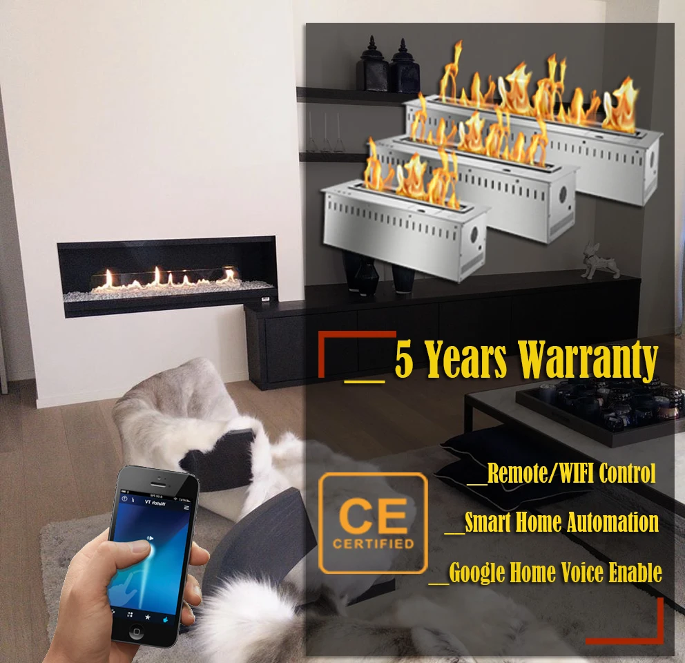 on sale 24 inch black wifi intelligent ethanol fireplace insert burner | Обустройство дома