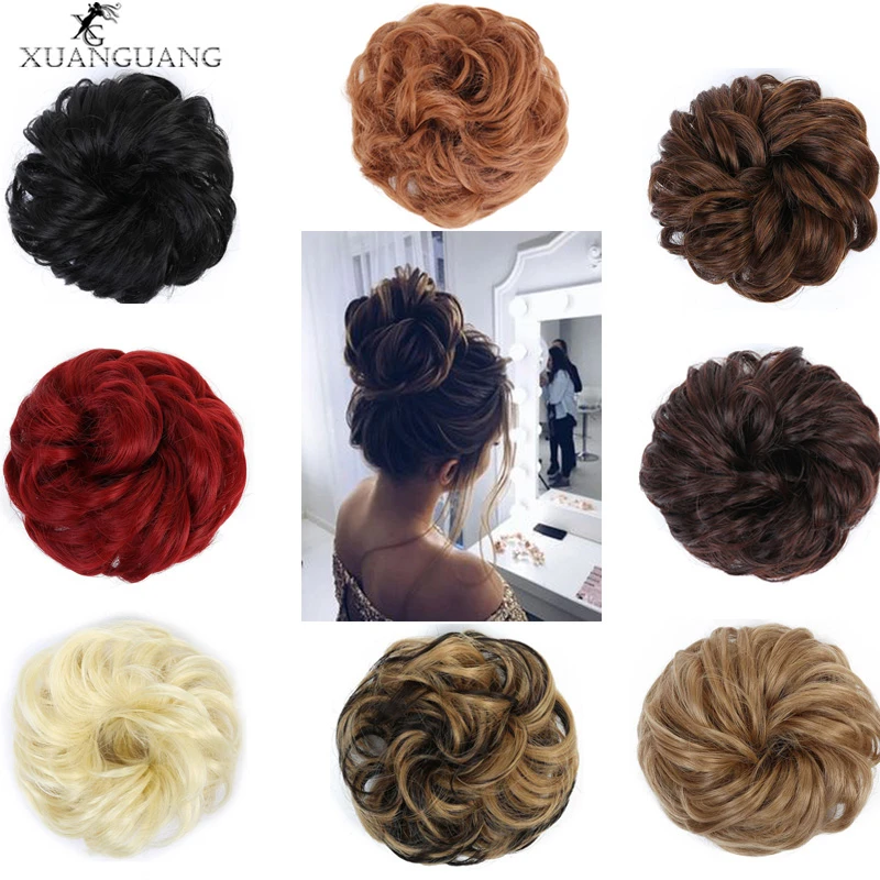 Xuanguang Hairpiece Accessories Synthetic Curly Chignons Hair Scrunchies Extensions Elastic Natural Fake Hair Bun Synthetic Chignon Aliexpress