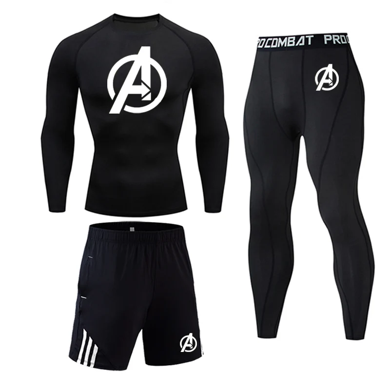 3PCS Men's Compression Sportswear Running Sports Suit Basketball Tights Clothes Gym Fitness Training Set Jogging Tracksuits