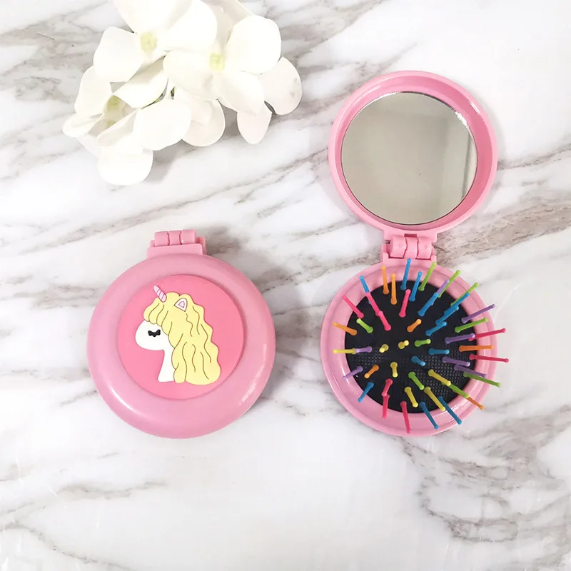 Cartoon Dream Comb Portable Travel Air Bag Massage Cute Cartoon Animal Pattern Folding With Mirror Modeling Tool  Mini Brush 6