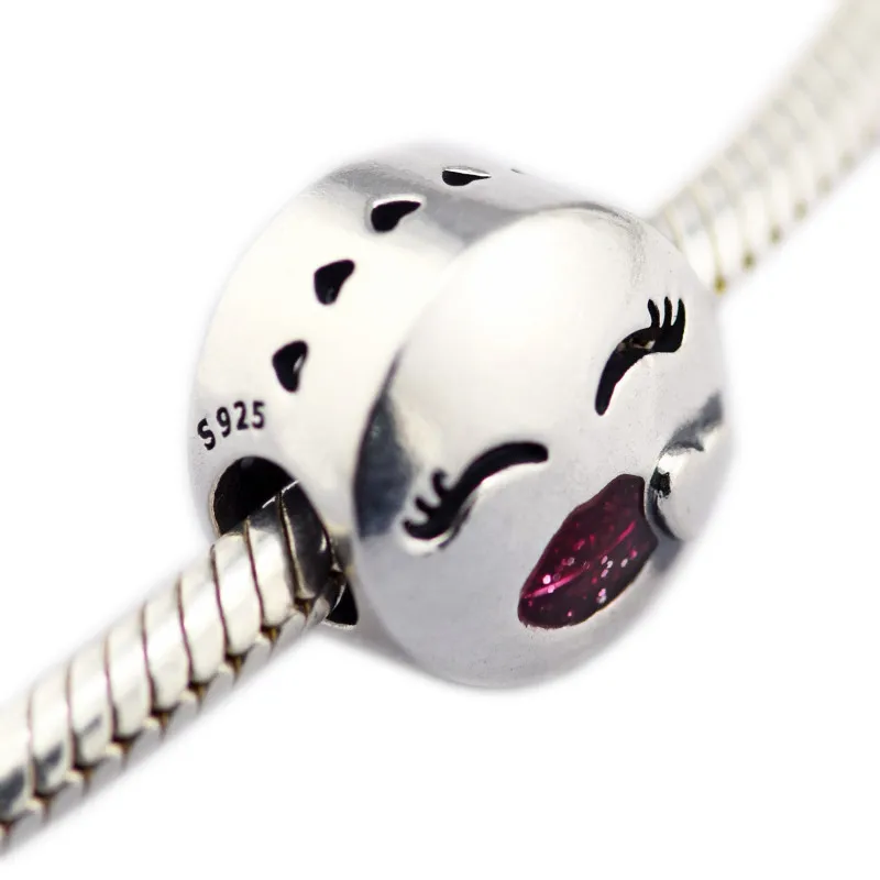 Kiss Smiling Face Charm Beads for Silver 925 Original Charms Bracelets Jewelry Women Happy Sign Silver Beads for Jewelry Making