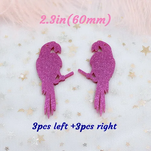 glitter set-6pcs 60 мм акриловые серьги для птиц зеркальные блестящие желтые, мятные черные белые розовые серьги для птиц с лазерным вырезом 2,"-AC1402KO - Окраска металла: glitter set-6pcs