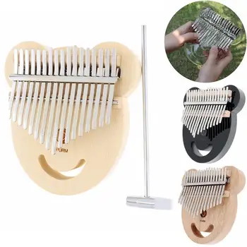

Thumb Piano 17 Key Spruce Bear Face Shape Thumb Piano Kalimba Mbira with Tuning Hammer Keyboard Instruments