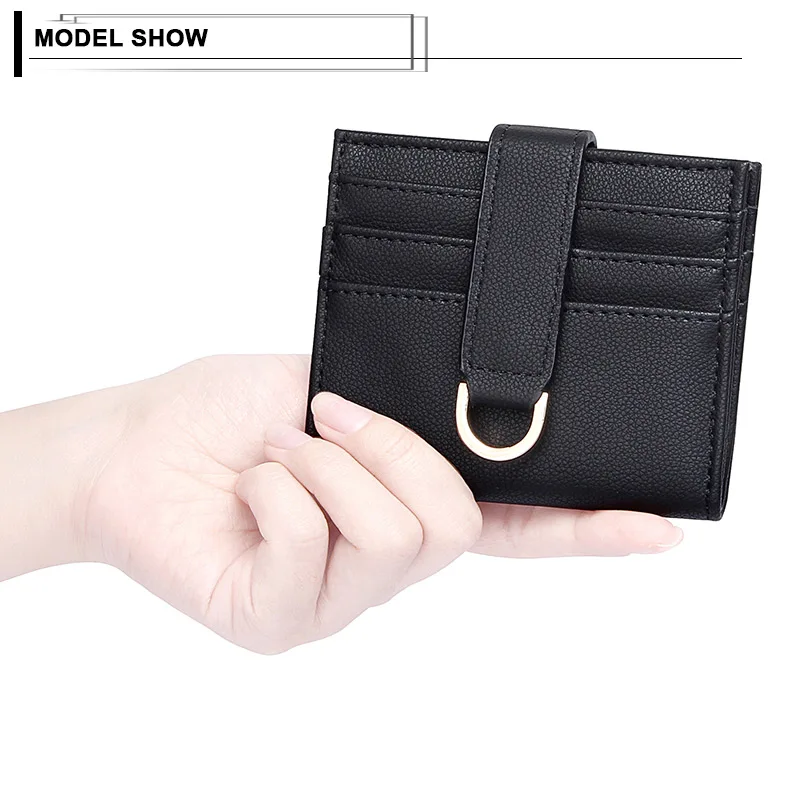 

Fashion Wild Women Wallet PU Leather Solid Color Multi-card Position Credit Card Holder Delicate Lychee Soft Skin Coin Purse