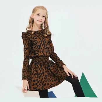 

Casual Dresses For Girls Dresses For Party and Wedding 14 Years Teen Long Sleeve Leopard Dress Autumn Clothes Kids Vestidos