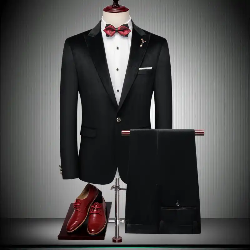 أسود كلاسيكي الرجال بدلة رسمية ضئيلة تصميم الرجال بدل زفاف عالية الجودة رجل دعوى جاكيت وسروال الخريف الشتاء جديد 2019 Aliexpress