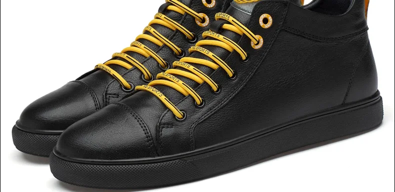 Модные мужские высокие черные кроссовки на плоской подошве из натуральной кожи; Zapatos De Hombre; сезон осень-зима; повседневная мужская обувь; кроссовки; бренд года