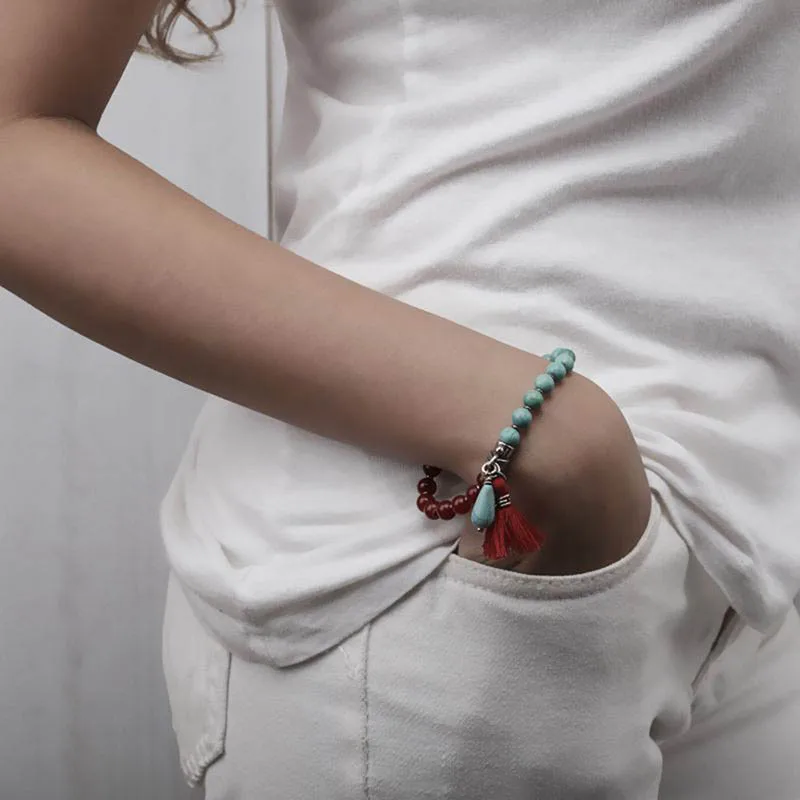 Очаровательный браслет из натурального камня браслет из бисера Boho кисточкой браслеты с подвесками для женщин подарок другу