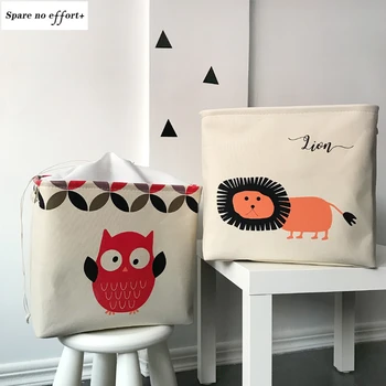 

Cartoon Lion Bird Folding Drawstring Port Dirty Clothes Laundry Basket For Toy Clothing Storage Bucket Laundry Organizer