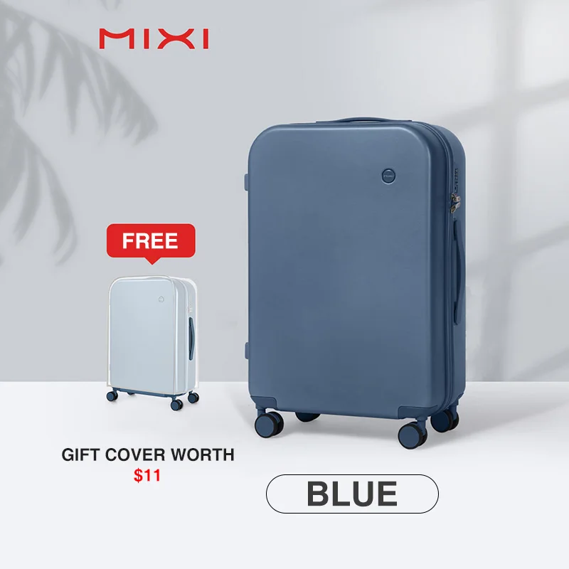 Blue Mixi PC Men Women Luggage Suitcase Travel Trolley Case Mute Spinner Wheels Rolling Luggage Case TSA Lock Carry Ons M9236 - Цвет: Blue
