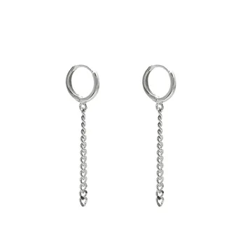

MYTHIC AGE Real Sterling 925 Silver Earrings for Women Huggie Earring Chain Tassel Kpop Earrings Jewelry Hiphop