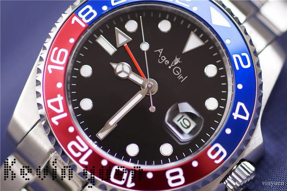 

Luxury Brand New GMT Automatic Mechanical Watches Stainless Steel Dive Blue Red Ceramic Bezel Sapphire Glass Men Watch 40mm AAA+