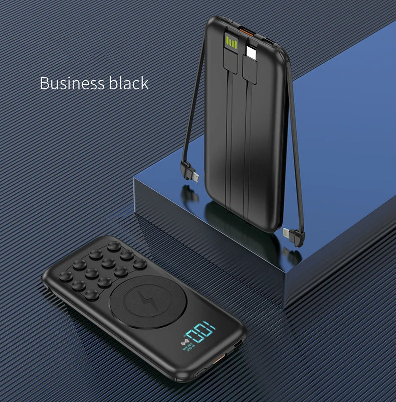 Qi Wireless Charging Power Bank Caricabatterie Portatile Powerbank Per Huawei Iphone 12 Xiaomi Samsung Powerbank Cavo Integrato 10000Mah