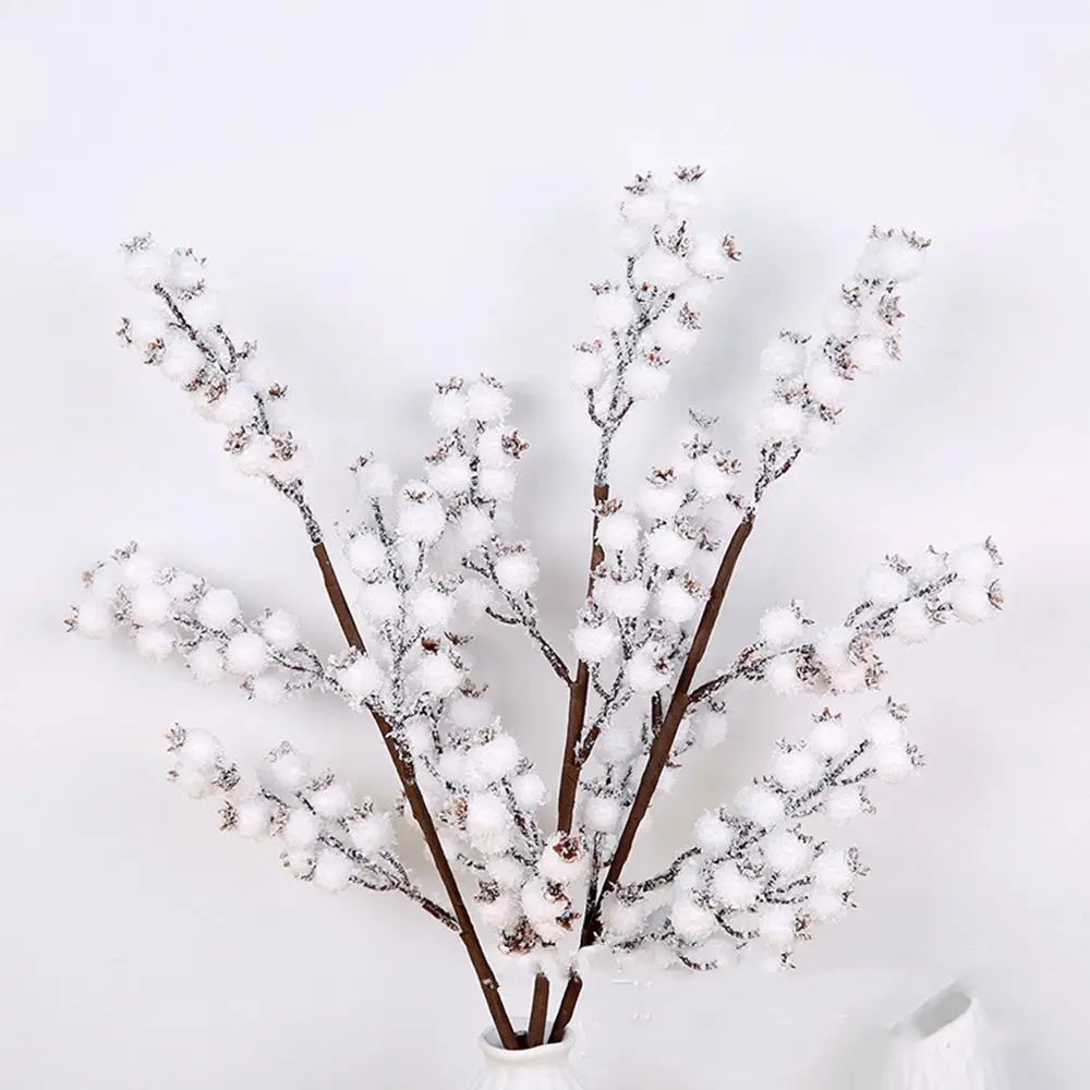 1pcs Artificial White Berries Stems Christmas Berry Branches For