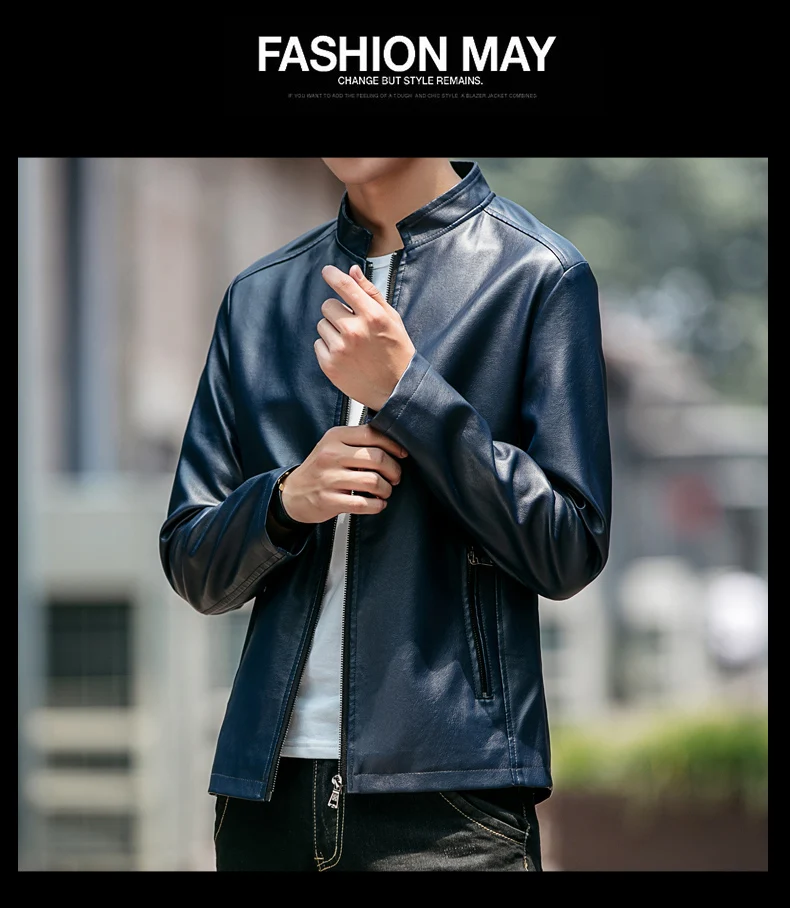 Autumn And Winter New Style Men's Locomotive Leather Coat Korean-style Washing PU Leather Jacket