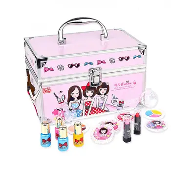 

Girl Makeup Set Girls Cosmetics Toy Pretend Play Makeup Kit Lipstick Nail Polish Eyeshadow Makeup Box Gift For Kids Children