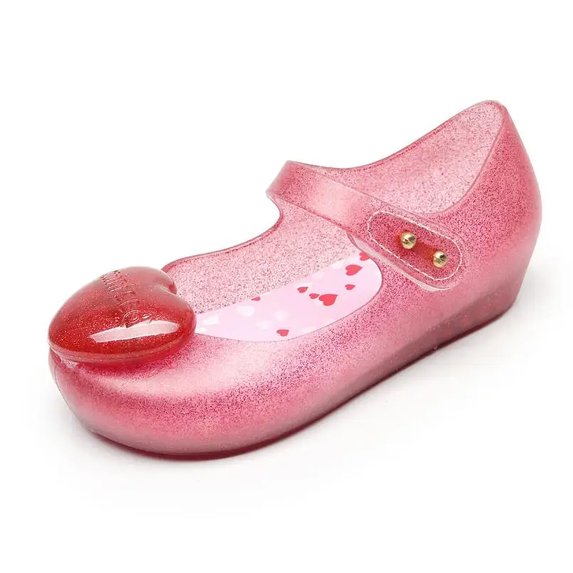 Розовый Новинка; Melissa; детские тапочки для девочек с розовой бабочкой; прозрачная обувь с открытым носком; обувь принцессы; Baijiaoxiang - Цвет: Розовый