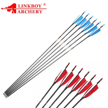 

Linkboy Archery Pure Carbon Arrows ID 4.2mm Spine400-1000 Arrow Pin Nock and 80gr Tips for Recurve Bow Shooting
