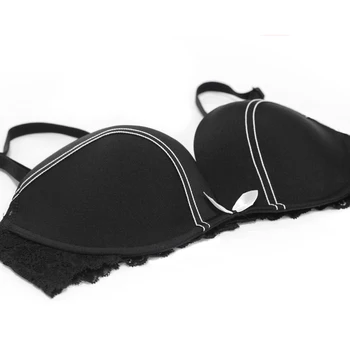 

Elovegirl Summer Push Up No Rims Seamless Underwear Back Closure Wire Free Glossy Solid Color Small Cup Type Lingerie Woman