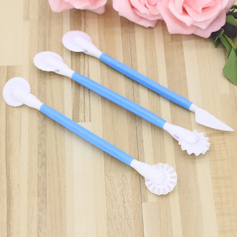 Blue 3 шт./компл. пластик Sugarcraft Свадебный инструмент для украшения кондитерских изделий 6 узоров цветок стеки помадка торт украшения инструменты - Цвет: Blue