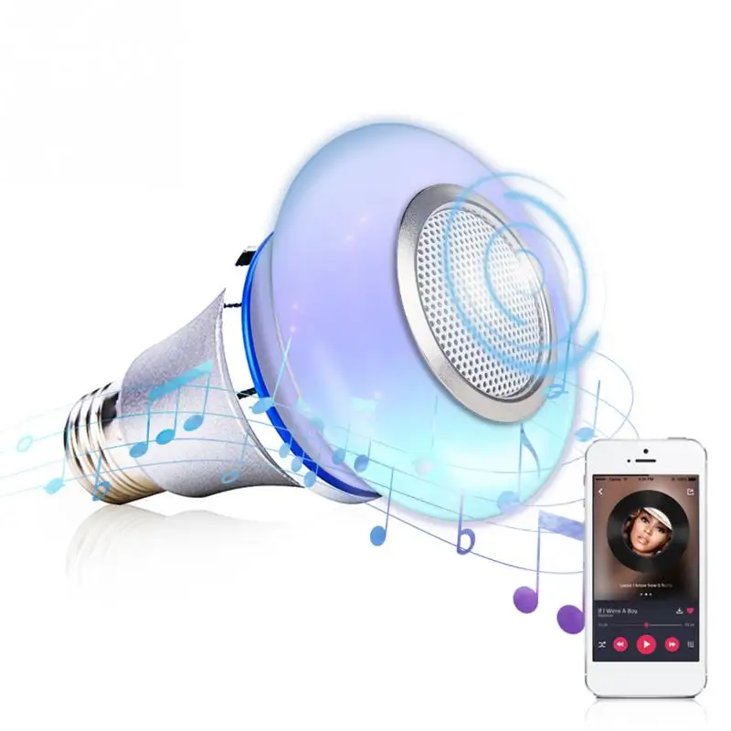 E27 умный беспроводной bluetooth-динамик для воспроизведения музыки, RGB цветной светодиодный музыкальный лампочка с яркой яркостью, светильник для праздника