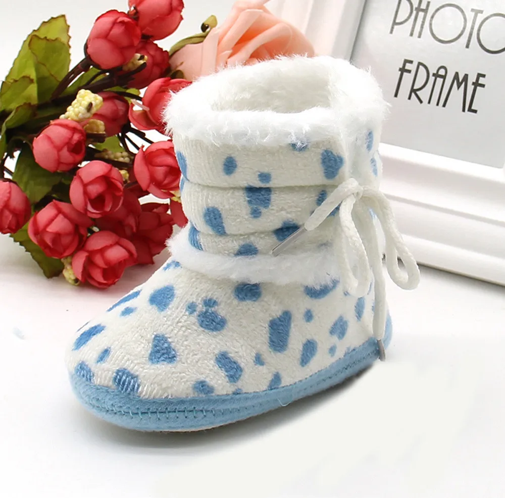 Детские леопардовые мягкие ботиночки для девочек и мальчиков, Нескользящие младенческие сапоги для снега, теплая обувь для новорожденных, детские зимние сапоги на шнуровке