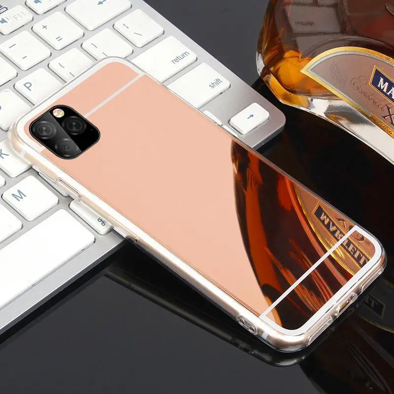 100 шт гладкий зеркальный чехол для iPhone 11 Pro Max покрытие Мягкий Силиконовый ТПУ чехол для iPhone11 Pro 11Pro Max защитный чехол