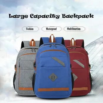 

USB Port Vintage Canvas Backpack Students Backpack Laptop School Bag Rucksack CA