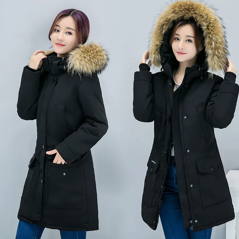 

China Gedi Love Down Jacket Women's Mid-length Warm Loose-Fit Fox Fur Women's White Duck down Fashion xue sheng kuan Tops