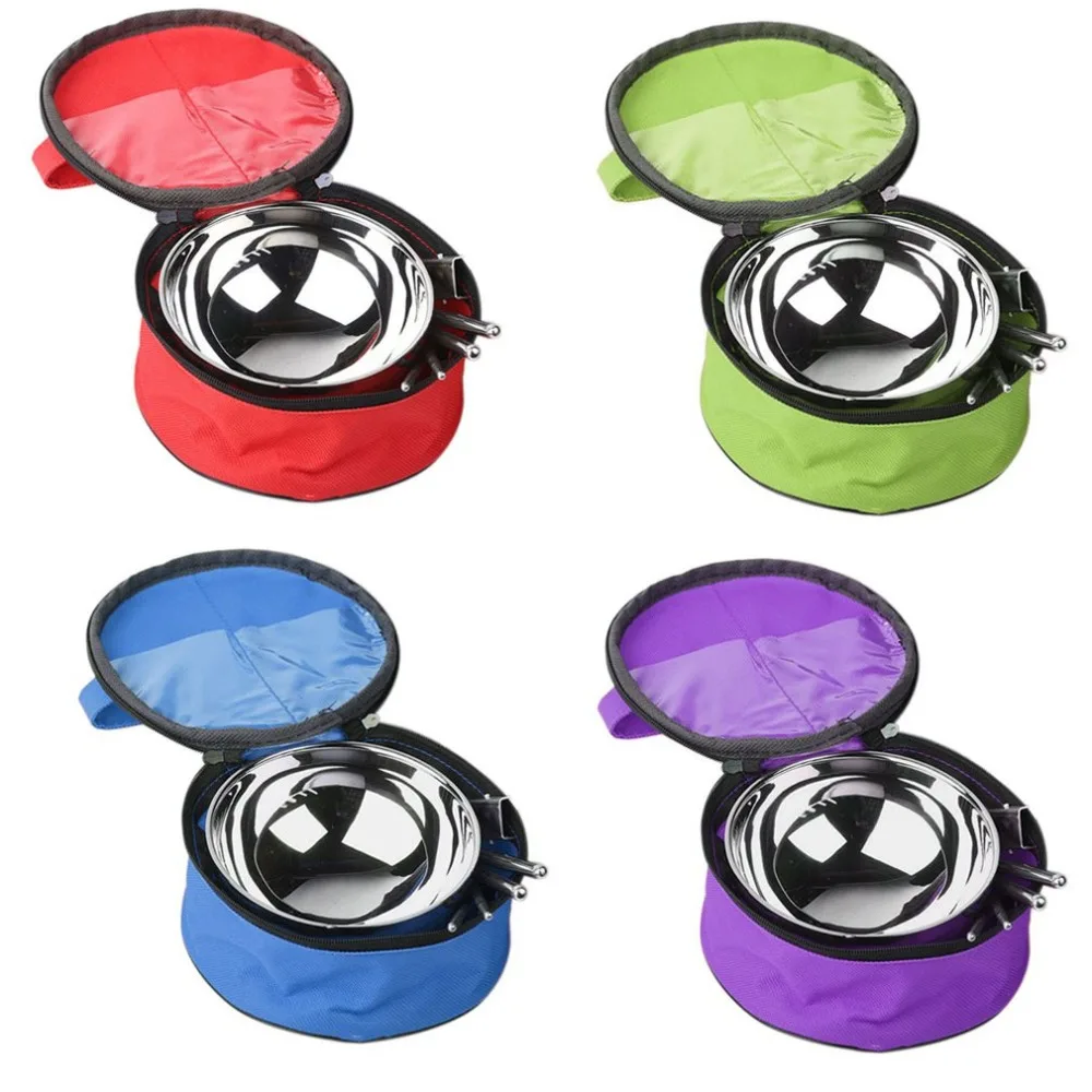 Outdoor Carried With Hotel Clean Tableware Stainless Travel Practical Travel Portable Folding Spoon Chopsticks Bag Set