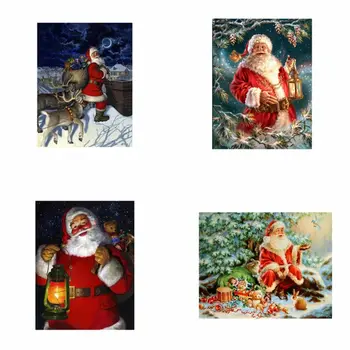 

4 Pack 5D Round Diamond Painting Kits Chrismas Half Drill Rhinestone Embroidery Cross Stitch Painting for Christmas Home De