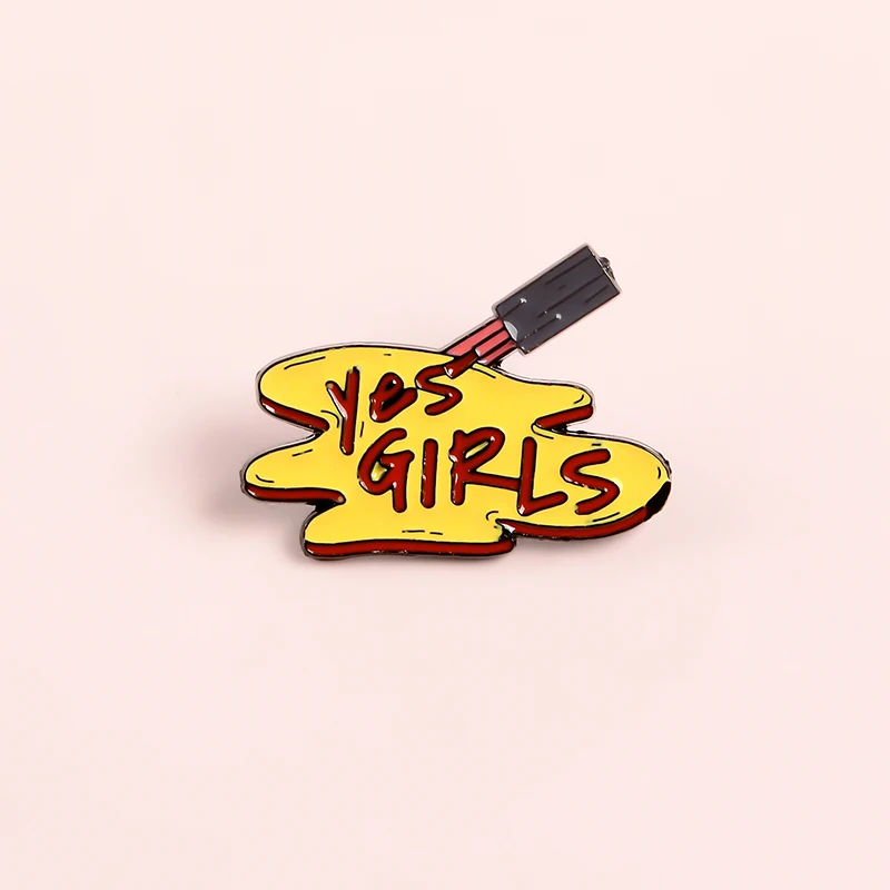Yes Girls, эмалированные булавки, на заказ, лак для ногтей, броши на лацкане, булавка для рубашки, сумки для девушек, значки питания, ювелирные изделия для женщин, подарок