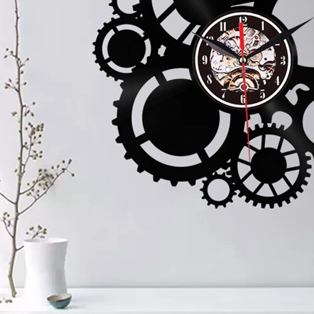 Cogwheel стимпанк виниловые часы механизм шестерни s 3D ретро настенные часы шестерни винтажные часы настенные, часы Декорирование Интерьера дома