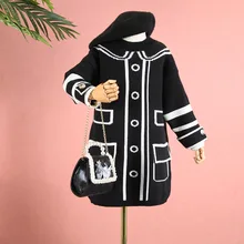 Зимнее платье-свитер г. Новое Детское платье с длинными рукавами хлопок, шерсть платья принцессы с принтом модная Высококачественная детская одежда