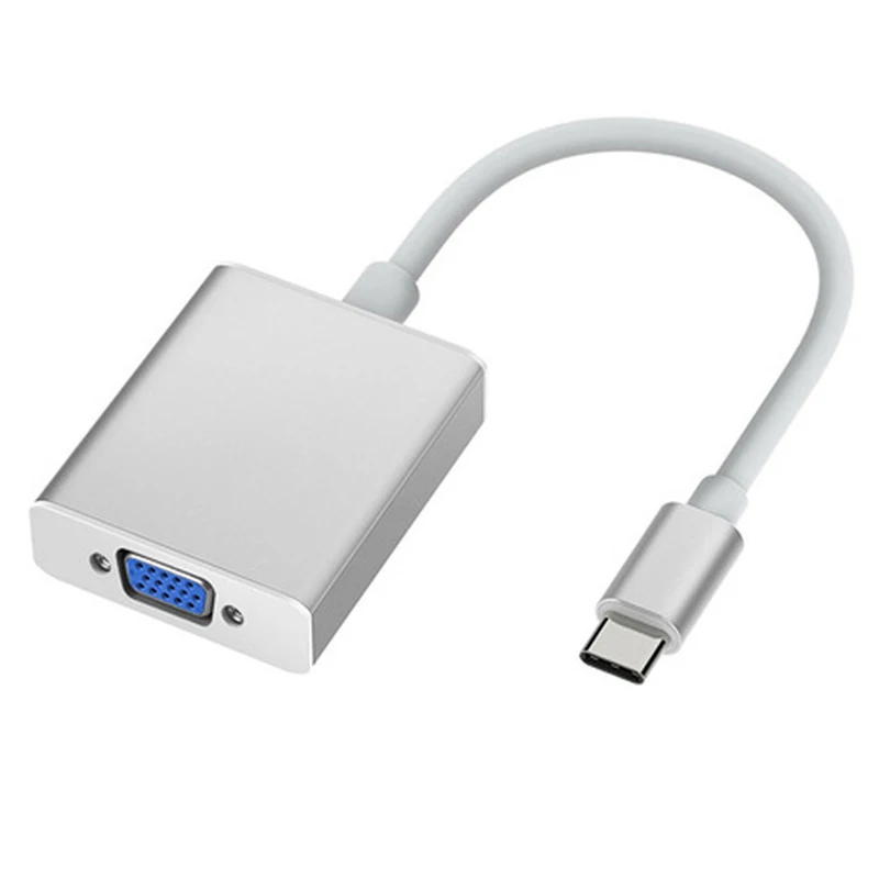 USB3.1 type C штекер для VGA Женский адаптер Plug and Play до 10 Гбит/с передача данных для нового MacBook, Surface Pro Chromebook Pixel - Цвет: Silver