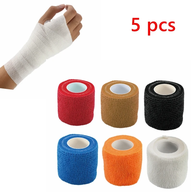 5 Pcs/lot Self-Adhesive Elastic Bandage Medical Health Care Treatment Gauze Tape Emergency Muscle Tape First Aid Tool 5cm*4.5m