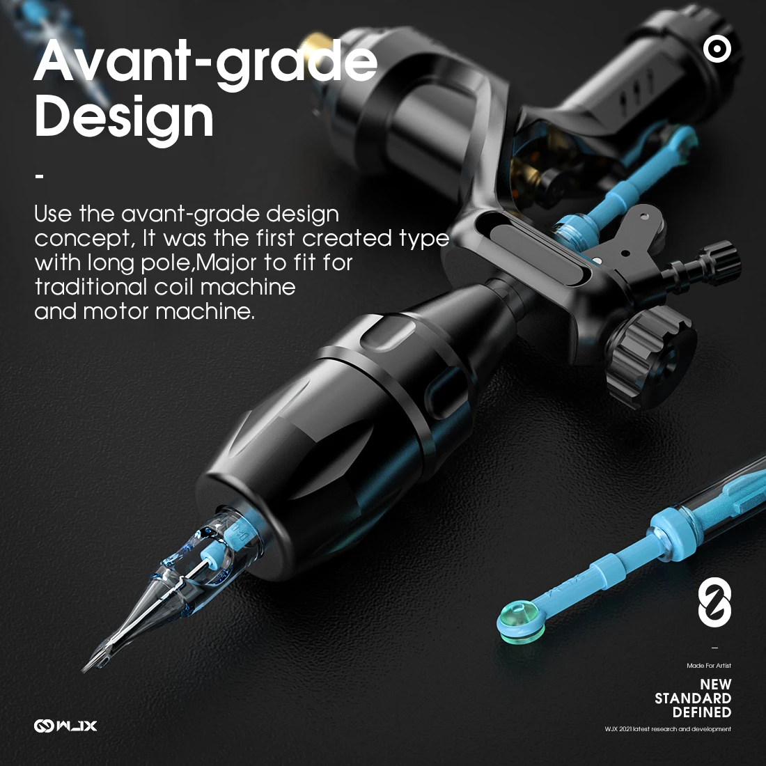 ウィザード・タトゥー・マシン QUINKE ブルー ロータリーマシン